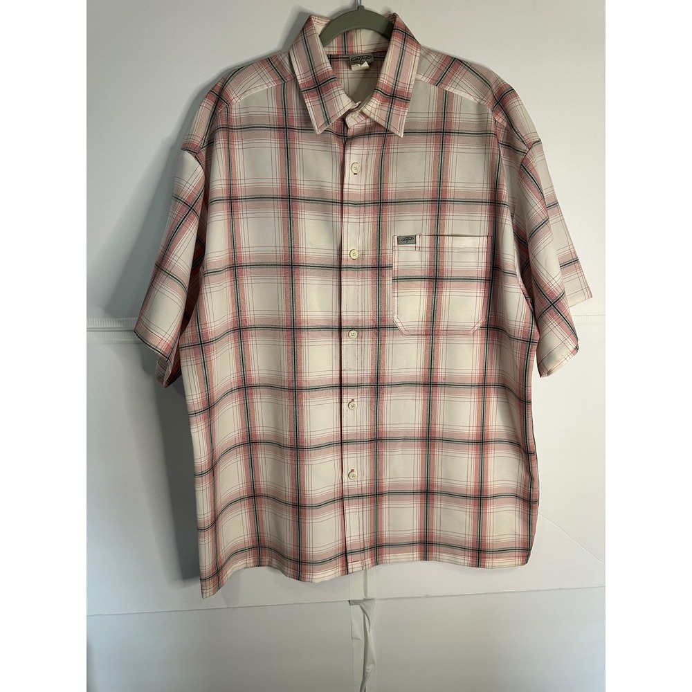 CalTop Plaid Shirt Short Sleeve Button Up‎ Pocket Casual Mens 2XL